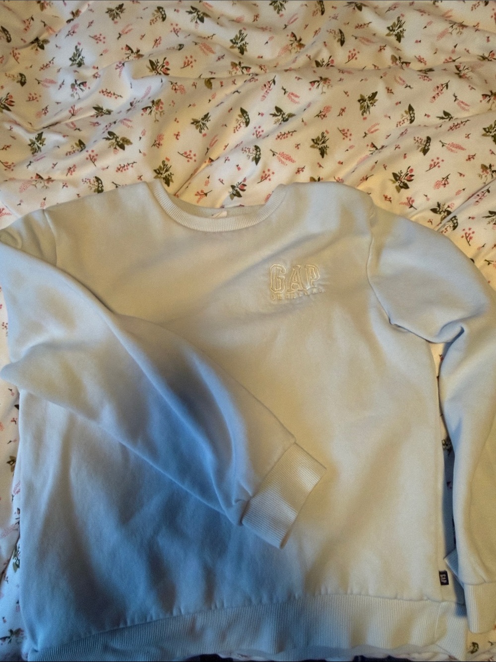 GAP Pastel Blue Embroidered Logo Crewneck